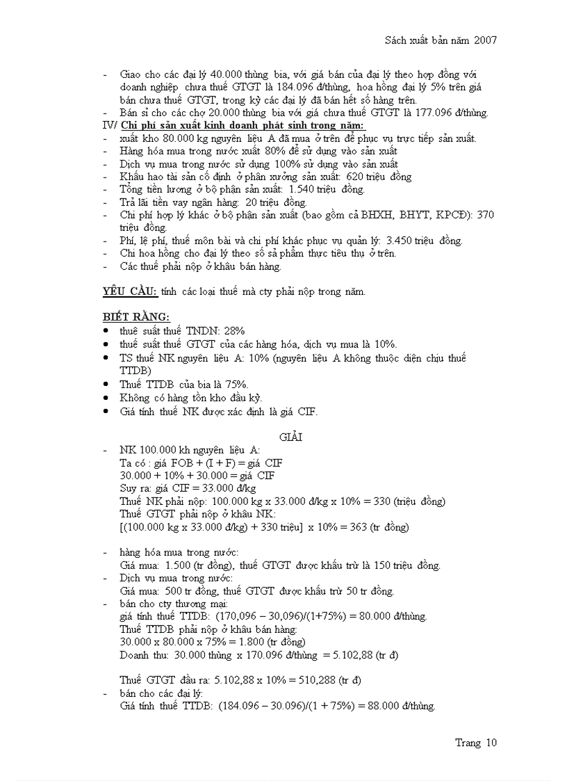 image for page Bài tập về thuế