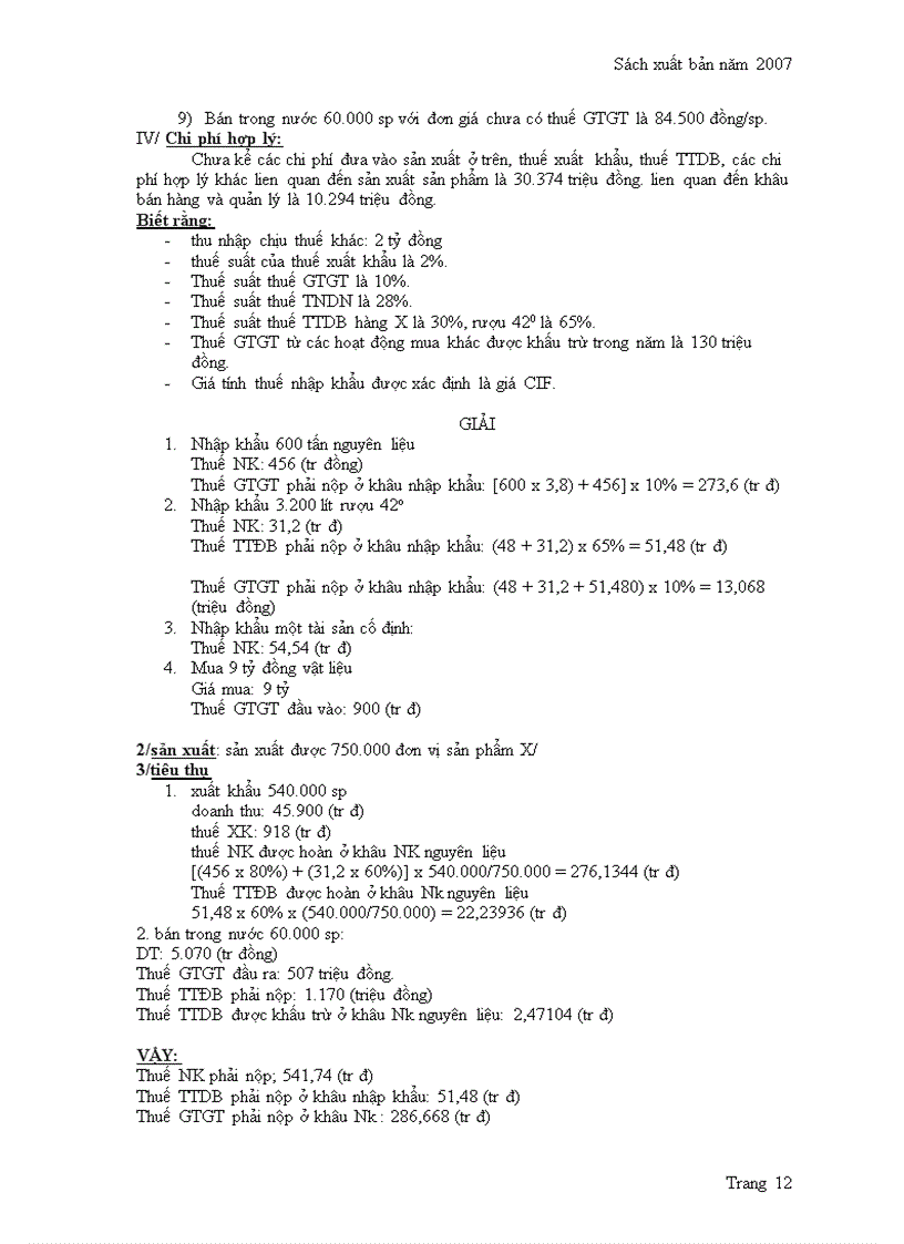 image for page Bài tập về thuế