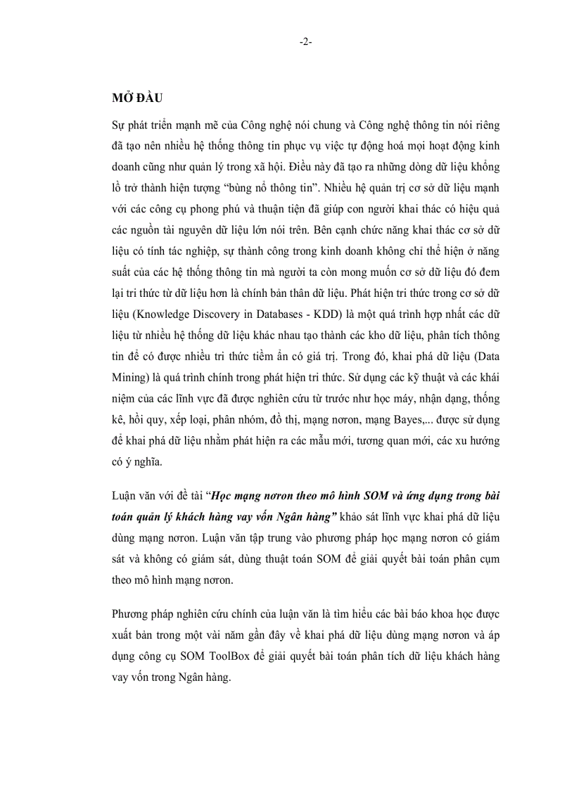 image for page Học mạng nơron theo mô hình SOM và ứng dụng trong bài toán quản lý khách hàng vay vốn Ngân hàng