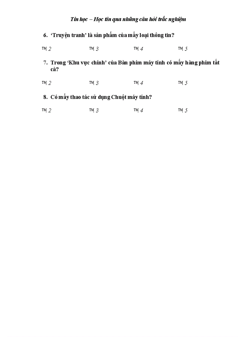 image for page Bộ đề 125 câu trắc nghiệm tin học cấp Tiểu học