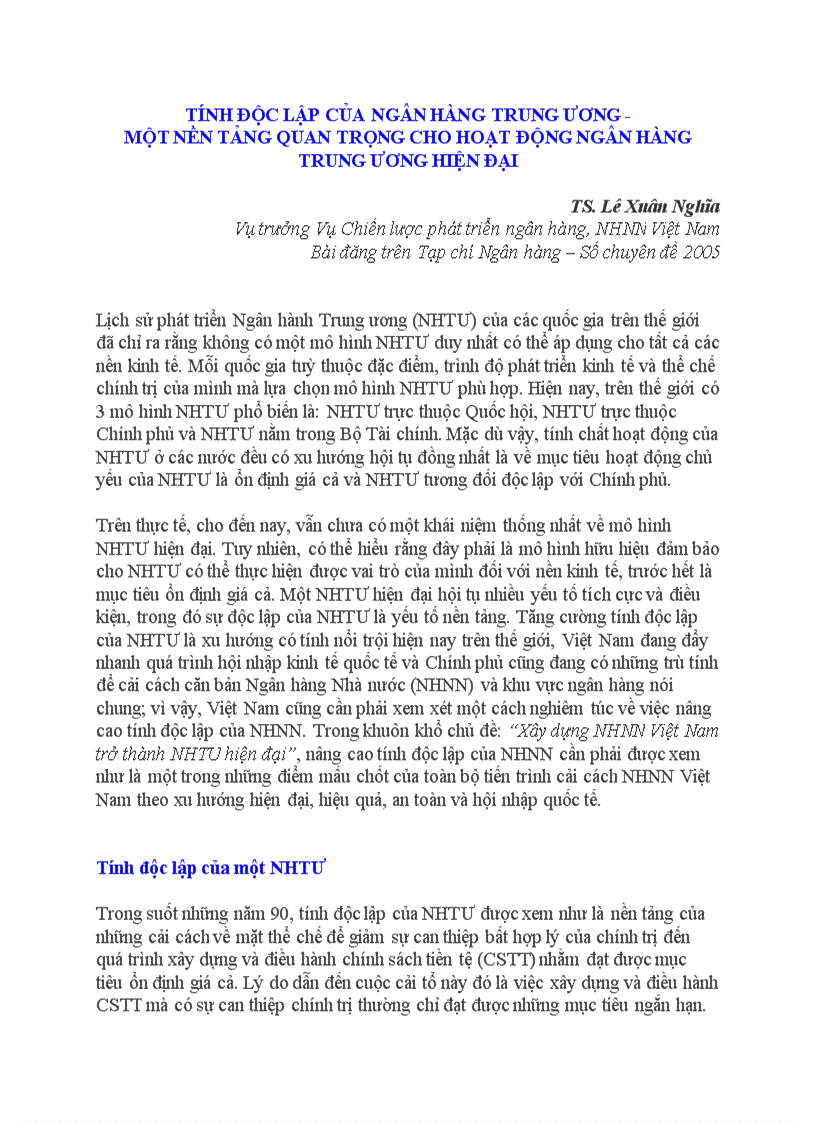 image for page Tính độc lập của ngân hàng trung ương một nền tảng quan trọng cho hoạt động ngân hàng trung ương hiện đại