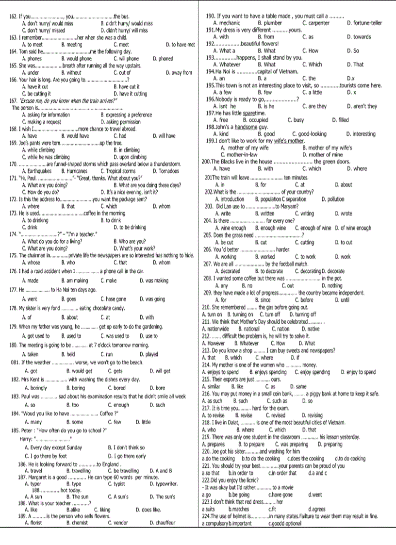 image for page 2000 câu hỏi tiếng anh thi vào lớp 10 sơ cấp