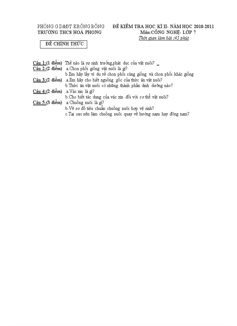 image for page Đề thi công nghệ học kỳ 2 môn công nghệ lớp 7