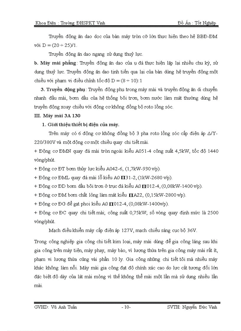image for page Thiết kế hệ truyền động ăn dao máy mài 3A130 dùng hệ T Đ