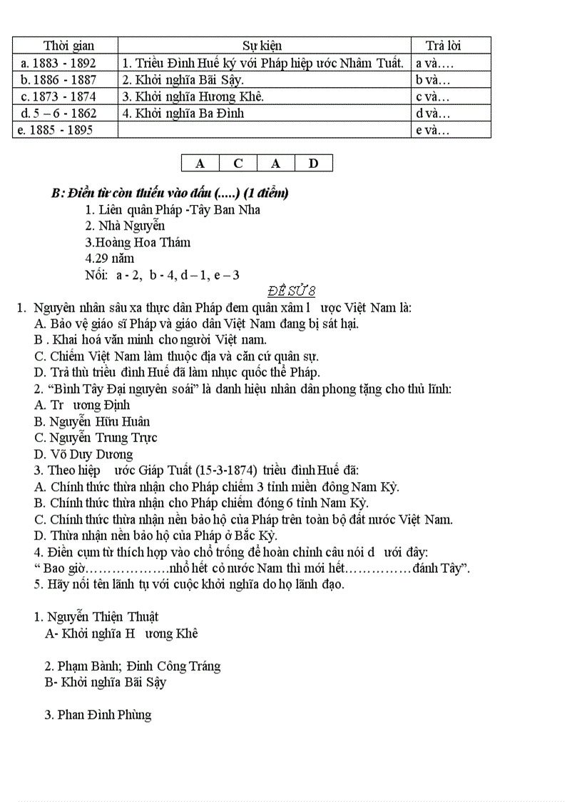 image for page Đề thi học kì ii năm học 2010 2011 môn lịch sử 8