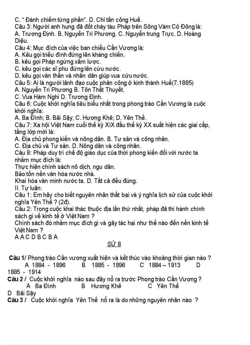 image for page Đề thi học kì ii năm học 2010 2011 môn lịch sử 8