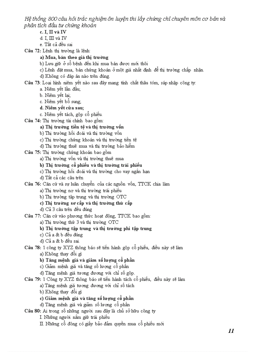 image for page Hệ thống câu hỏi trắc nghiệm ôn luyện thi lấy chứng chỉ chuyên môn cơ bản và phân tích đầu tư chứng khoán