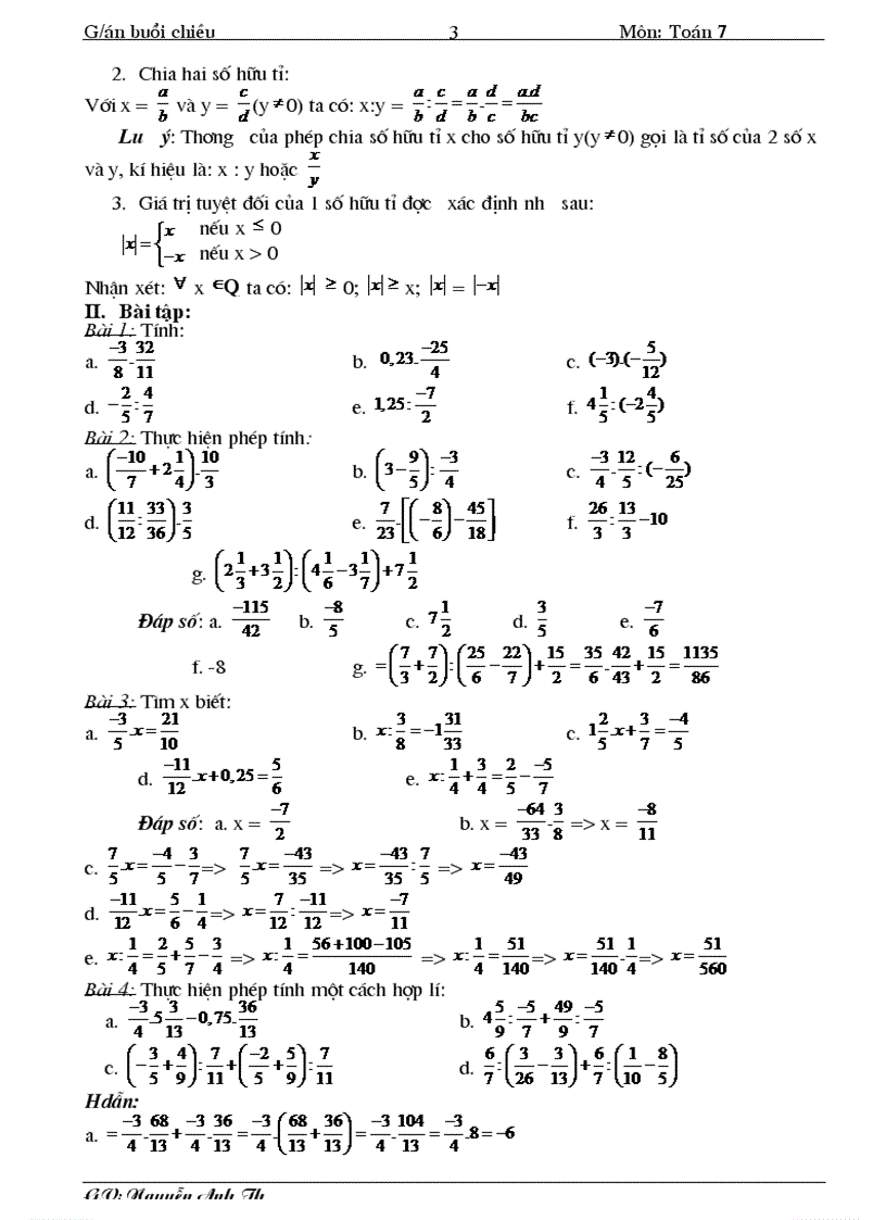 image for page Giáo án dạy bồi dưỡn toán lớp 7