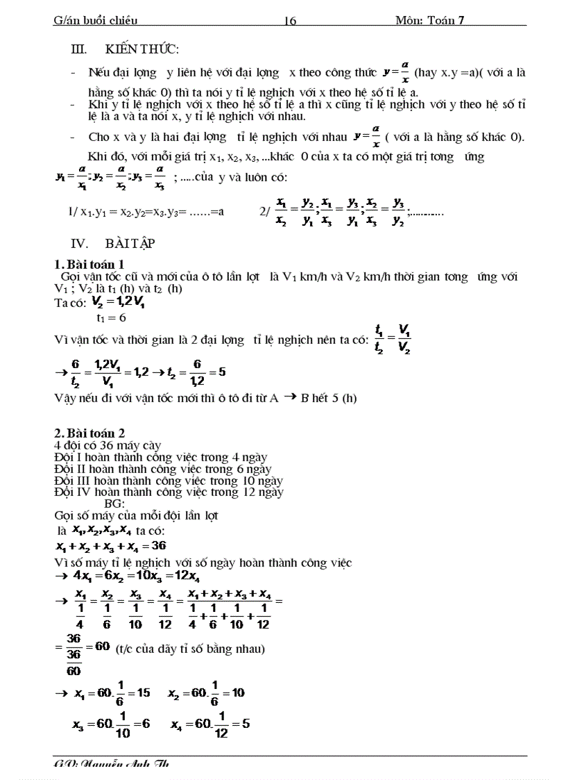 image for page Giáo án dạy bồi dưỡn toán lớp 7