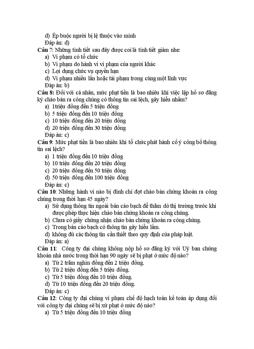 image for page Câu hỏi và đáp án cho chuyên đề Luật áp dụng trong ngành chứng khoán