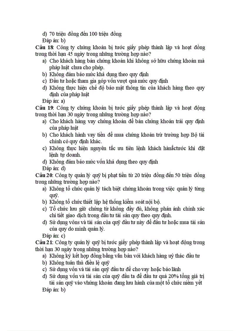 image for page Câu hỏi và đáp án cho chuyên đề Luật áp dụng trong ngành chứng khoán