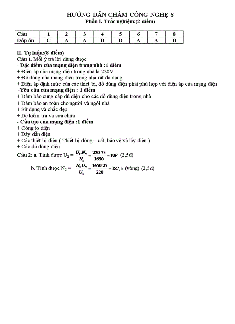 image for page ĐỀ THI KIỂM TRA HỌC KỲ I NĂM HỌC 2010 2011 Môn công nghệ lớp 8