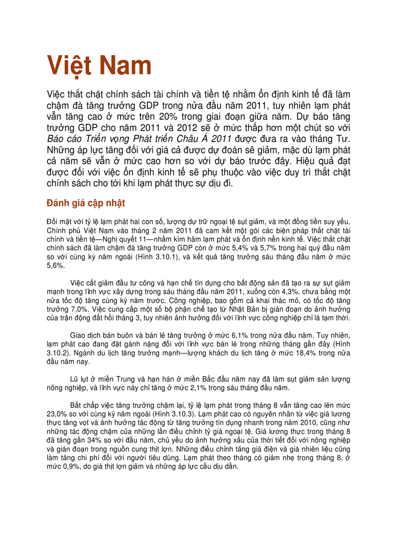 image for page Đánh giá tình hình kinh tế vĩ mô của Việt Nam 2011 và các năm tới