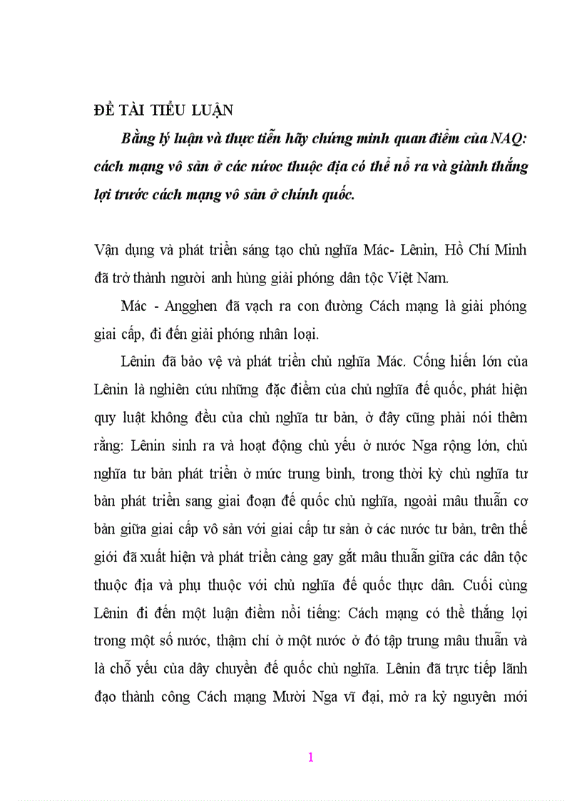 image for page Chứng minh Cách mạng vô sản ở các nước thuộc địa có thể nổ ra và giành thắng lợi trước cách mạng vô sản ở chính quốc