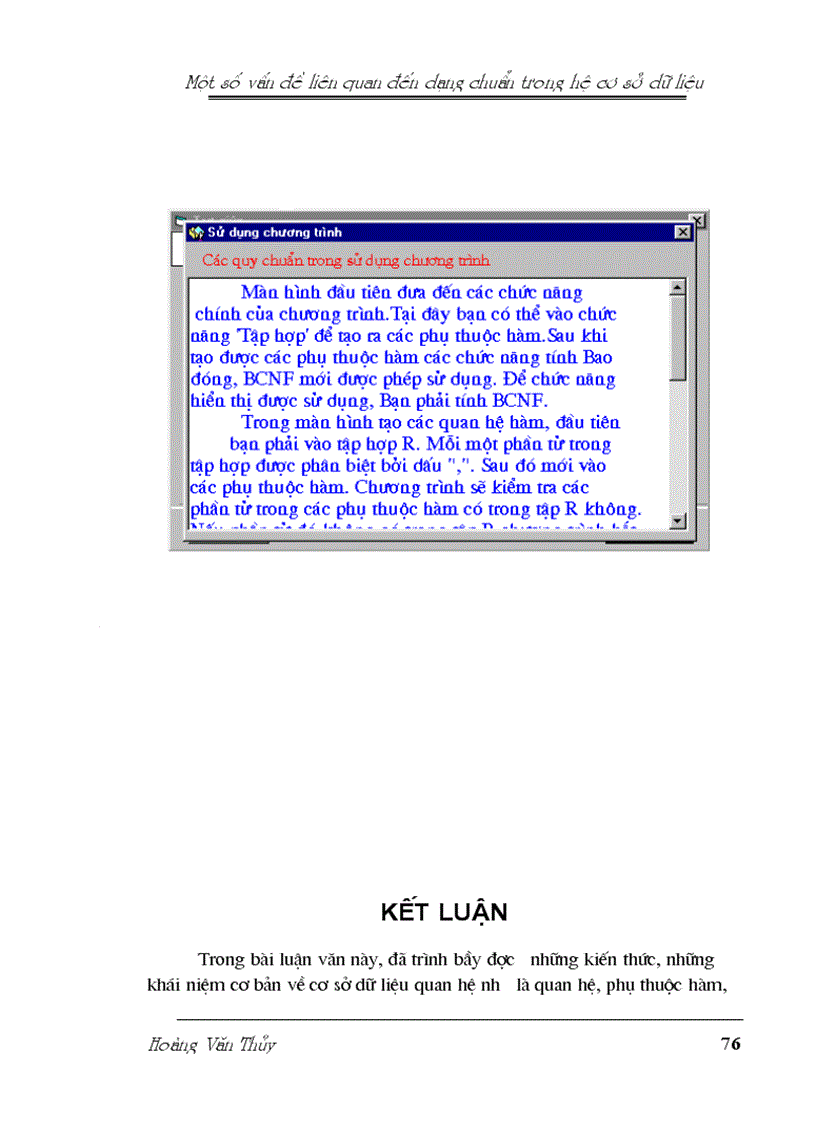 image for page Một số vấn đề liên quan đến dạng chuẩn trong hệ cơ sở dữ liệu