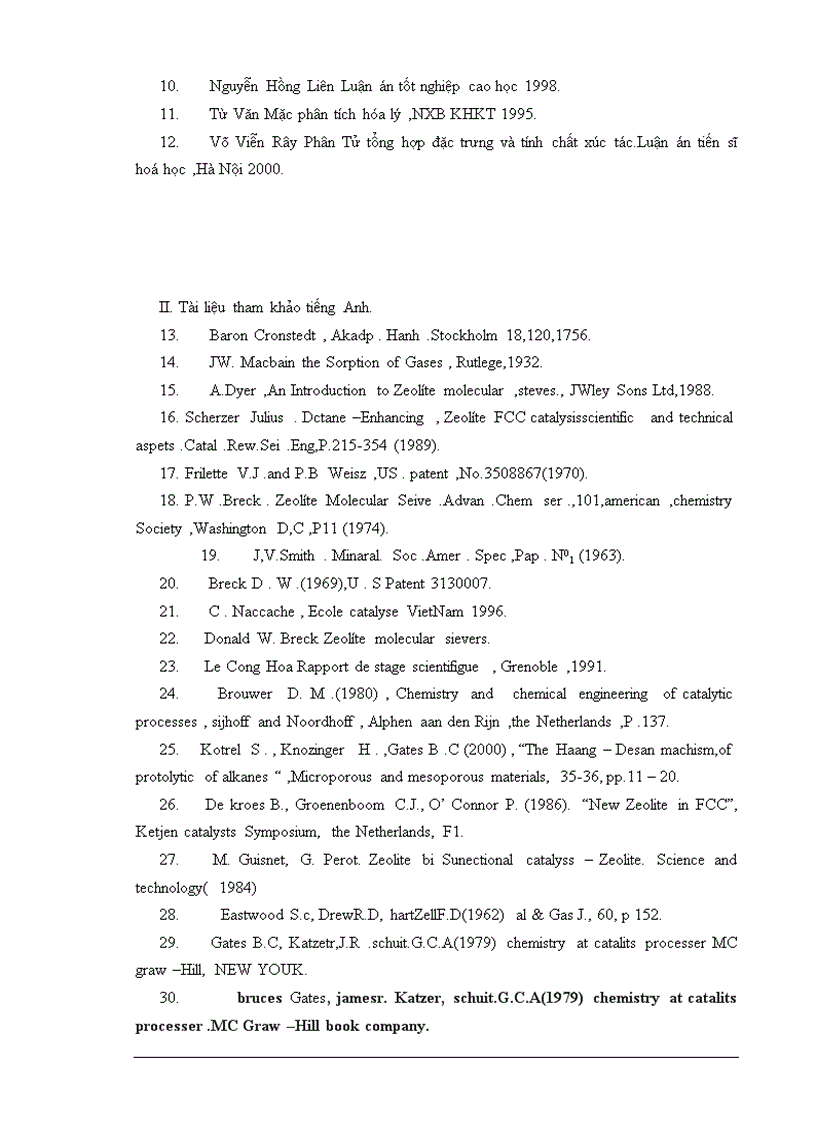 image for page Điều chế và nghiên cứu hoạt tính của các xúc tác ZeolítX ZeolítY ZeolítP trên phản ứng Cracking hydrocacbon n Hecxan 50 trang