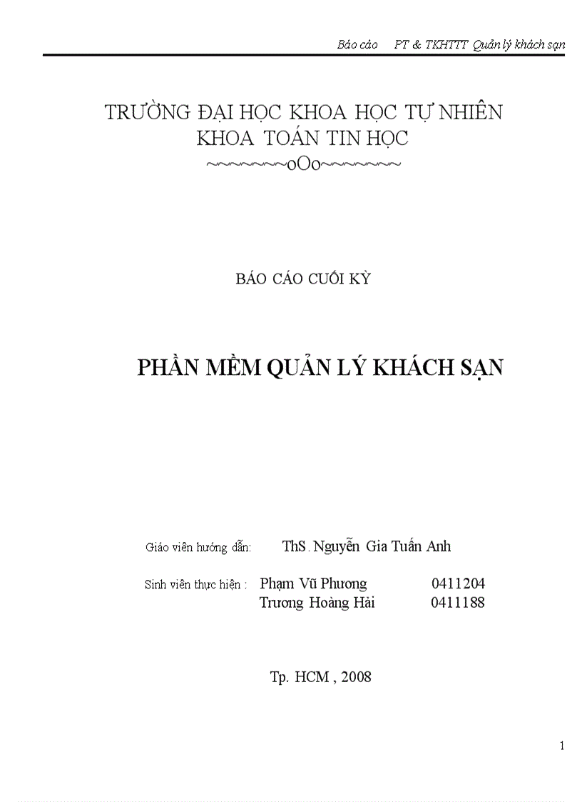 Phần mềm quản lý khách sạn 1