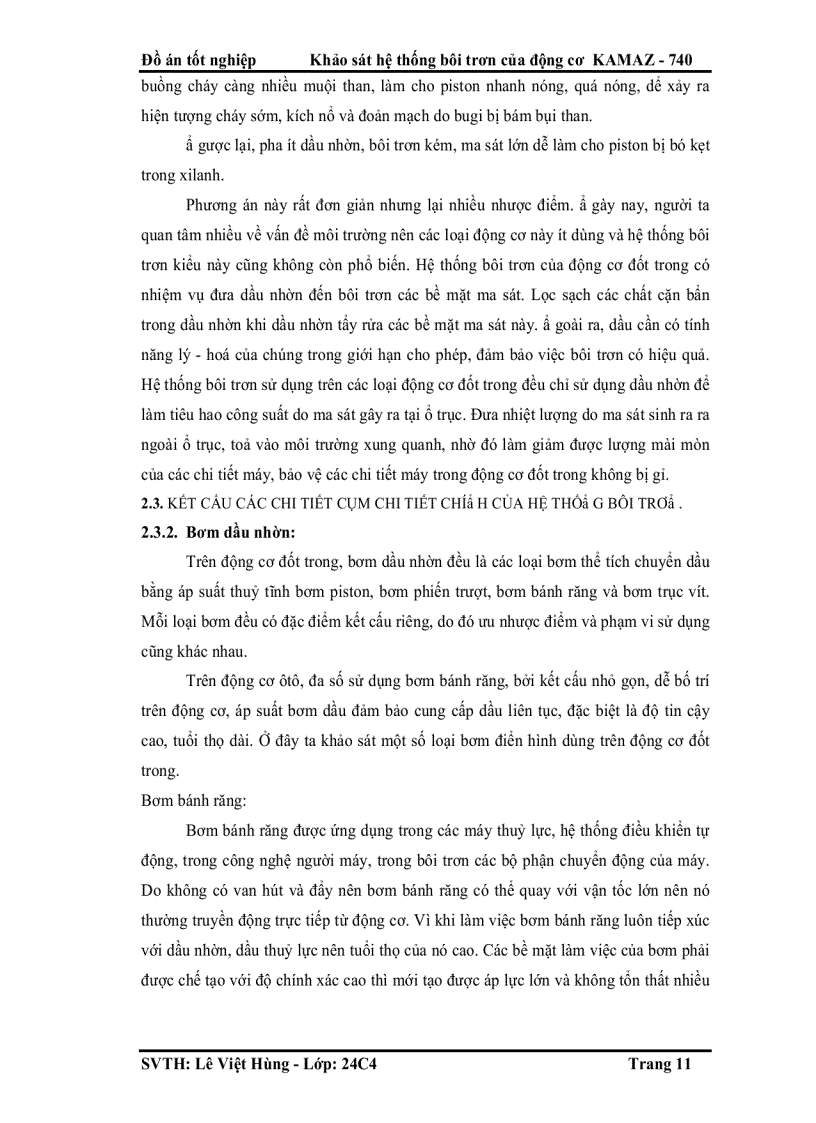 image for page Khảo sát hệ thống bôi trơn của động cơ KAMAZ 740