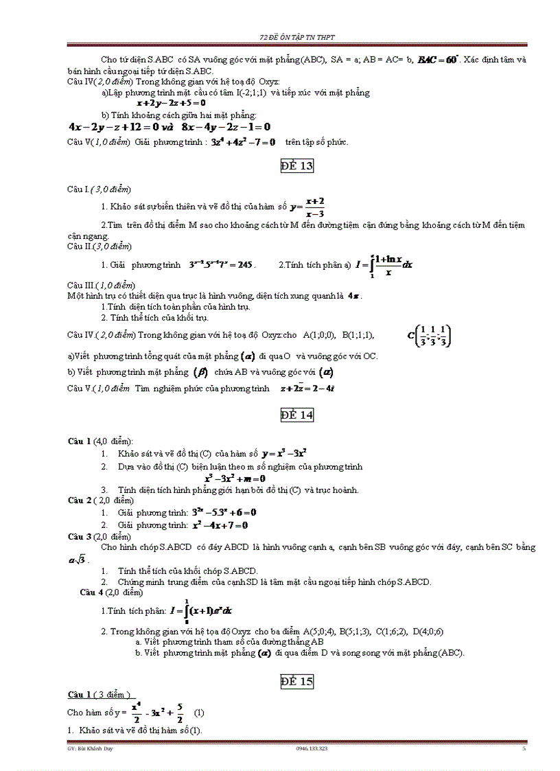 image for page 72 đề luyện thi tốt nghiệp THPT môn Toán