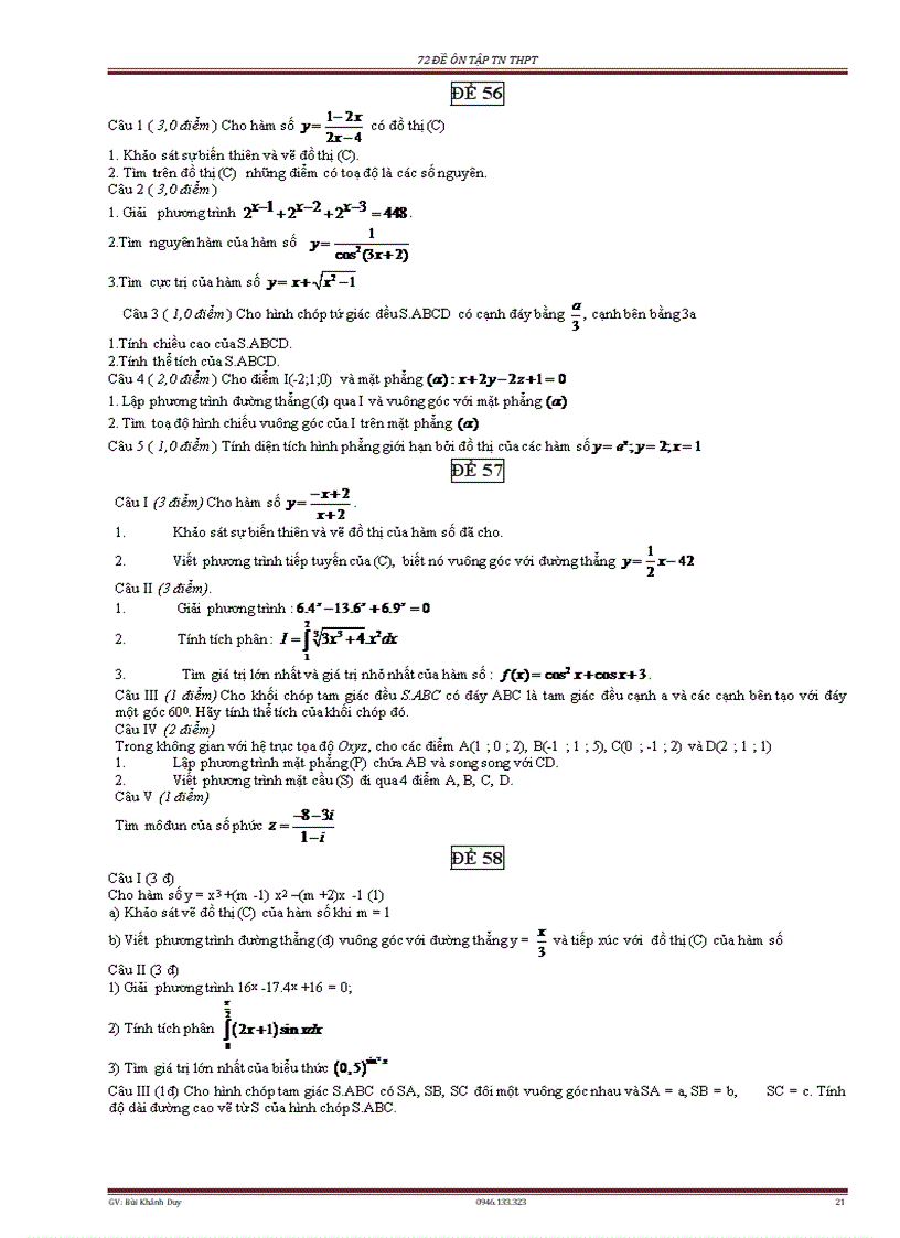 image for page 72 đề luyện thi tốt nghiệp THPT môn Toán