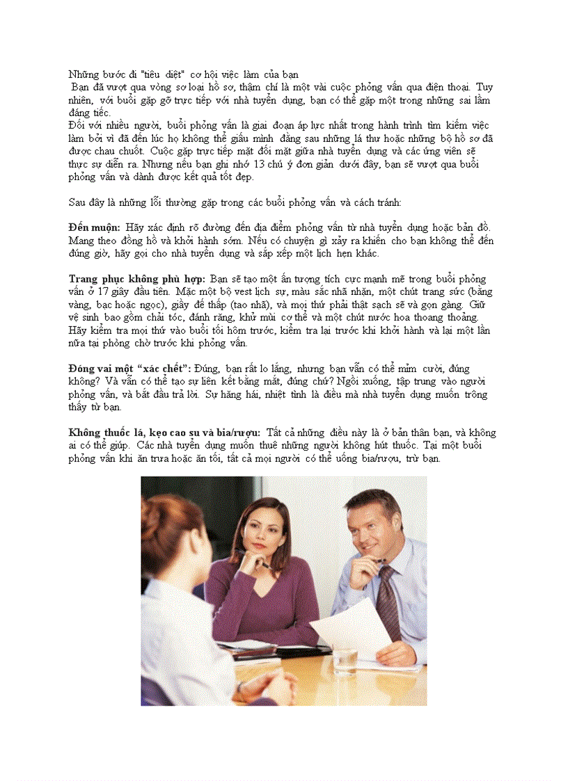 image for page Những bước đi tiêu diệt cơ hội việc làm của bạn