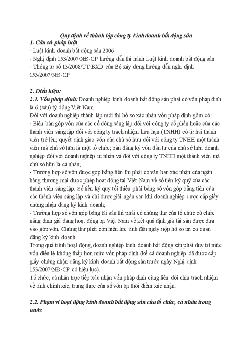image for page Quy định về thành lập công ty kinh doanh bất động sản