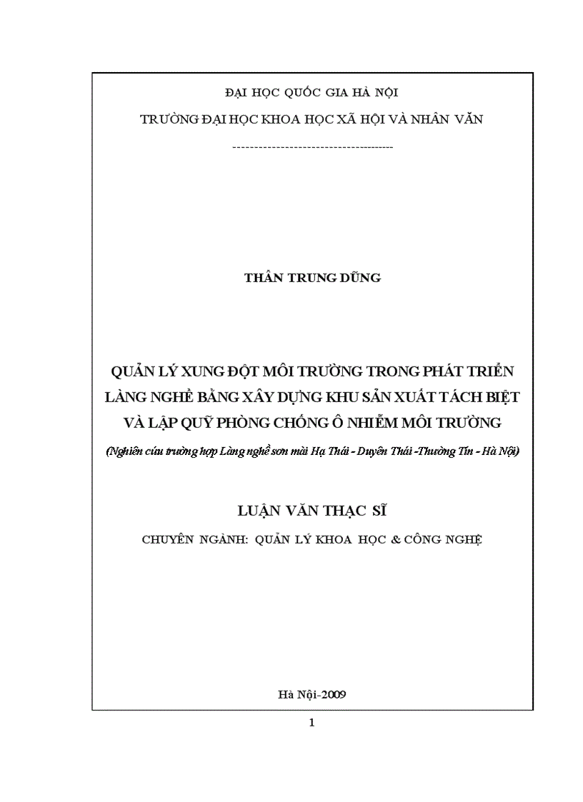 image for page Quản lý xung đột môi trường trong phát triển làng nghề bằng xây dựng khu sản xuất tách biệt và lập quỹ phòng chống ô nhiễm môi trường