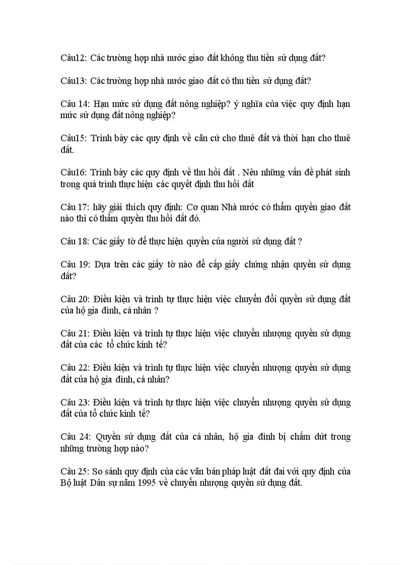 image for page Câu hỏi ôn tập Luật đất đai