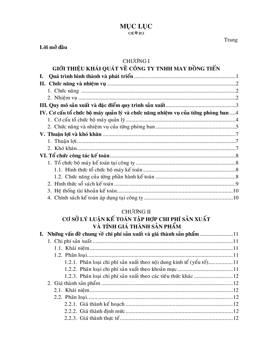 image for page Kế toán tập hợp chi phí sản xuất và tính giá thành sản phẩm tại công ty may Đồng Tiến