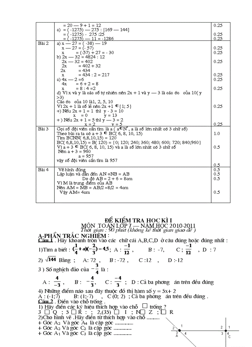 image for page Đề kiểm tra học kỳ i năm học 2010 2011