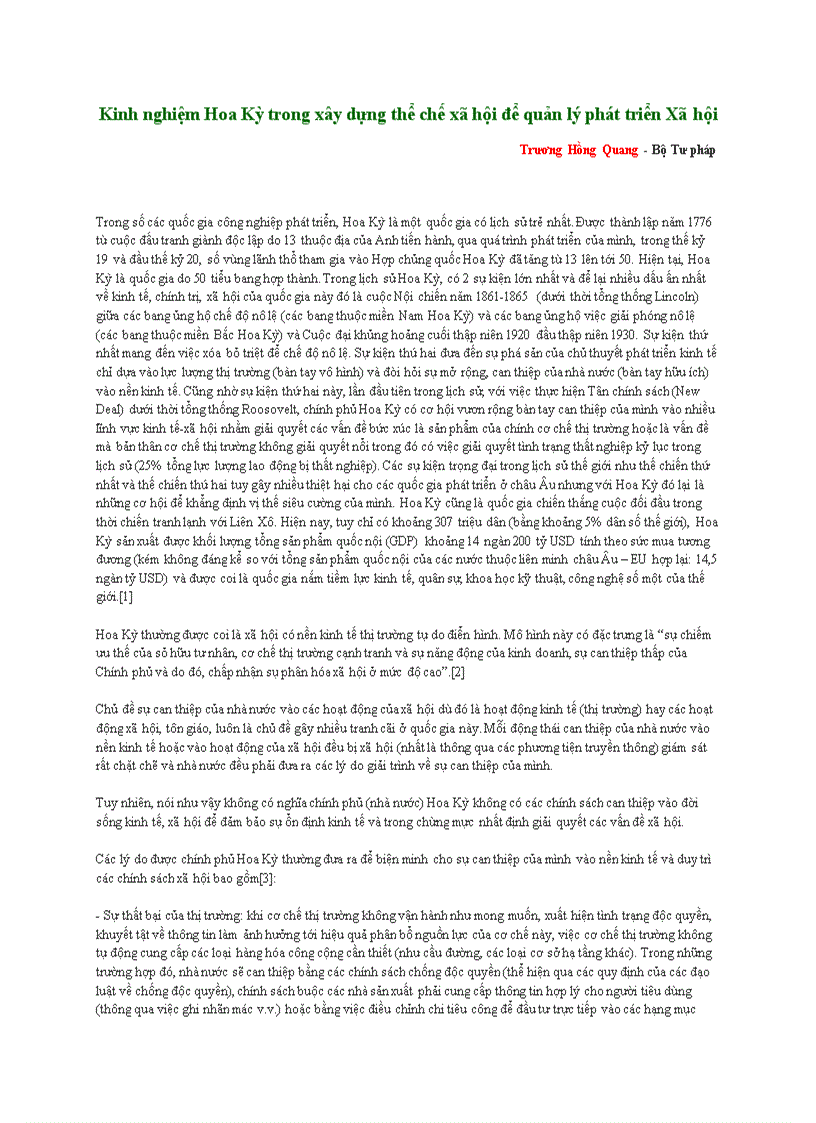 image for page Kinh nghiệm Hoa Kỳ trong xây dựng thể chế xã hội để quản lý phát triển Xã hội