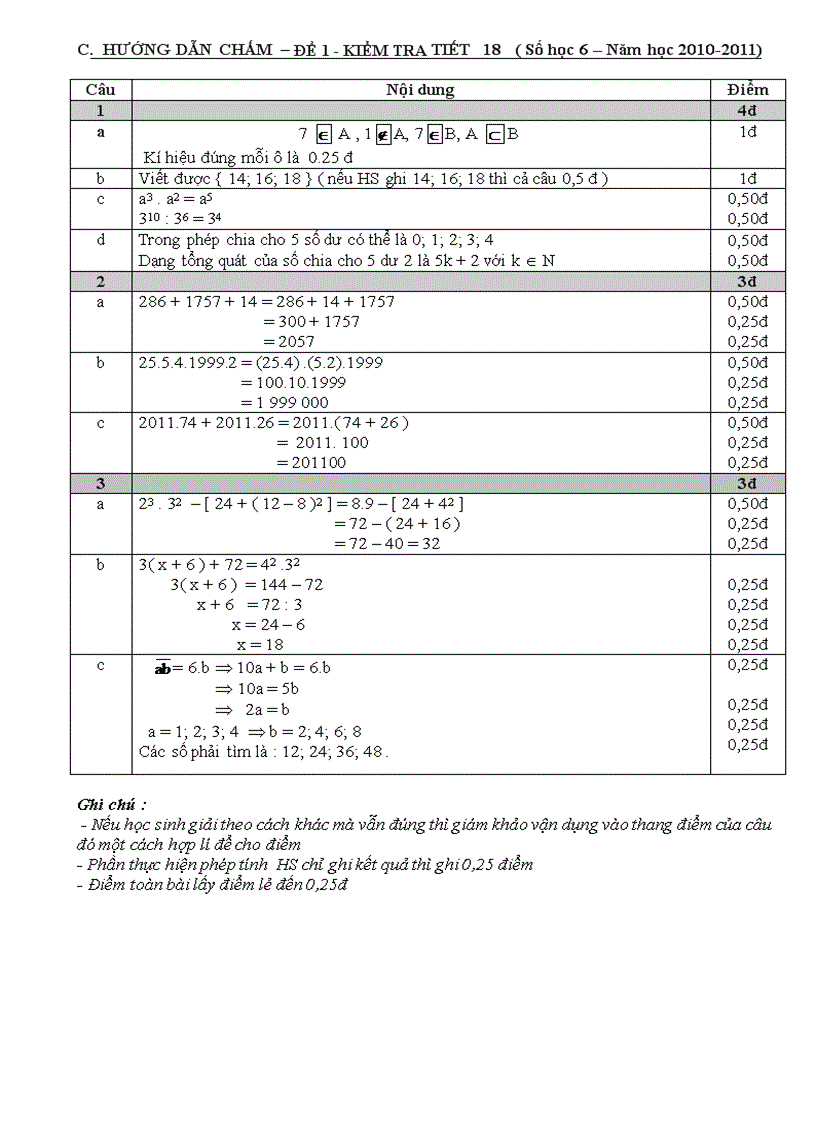 image for page Đề kiểm tra 45 phút Bài số 01 Lớp 6
