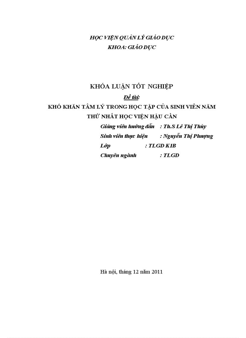 image for page Khó khăn tâm lý trong học tập của sinh viên năm thứ nhất học viện hậu cần