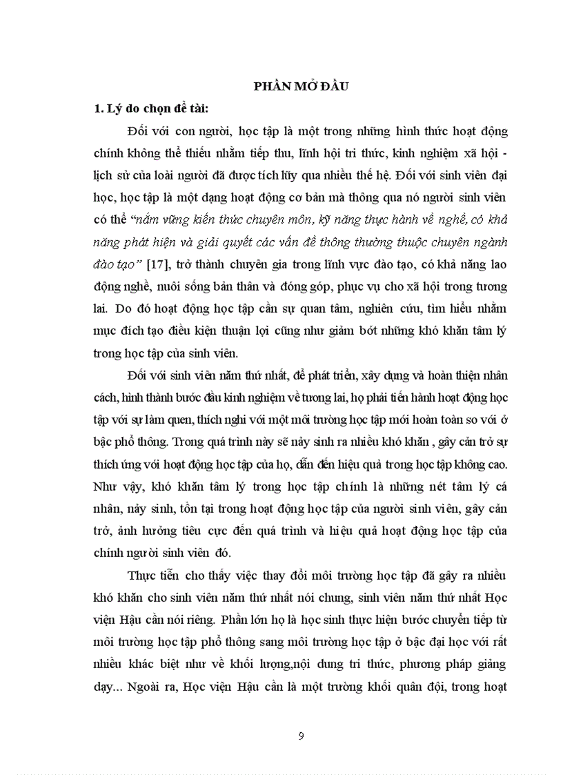 image for page Khó khăn tâm lý trong học tập của sinh viên năm thứ nhất học viện hậu cần