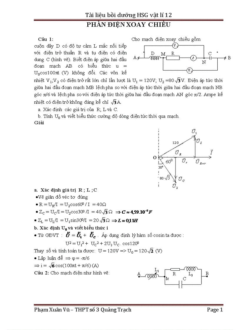 image for page Tài liệu bồi dưỡng học sinh giỏi vật lí 12