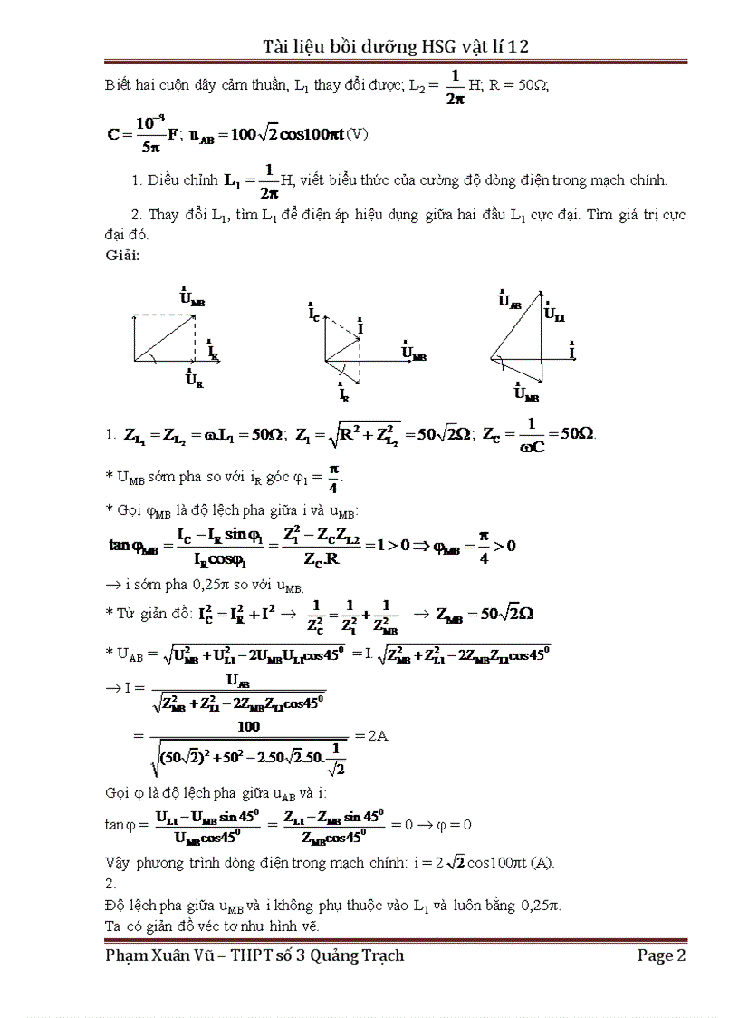 image for page Tài liệu bồi dưỡng học sinh giỏi vật lí 12
