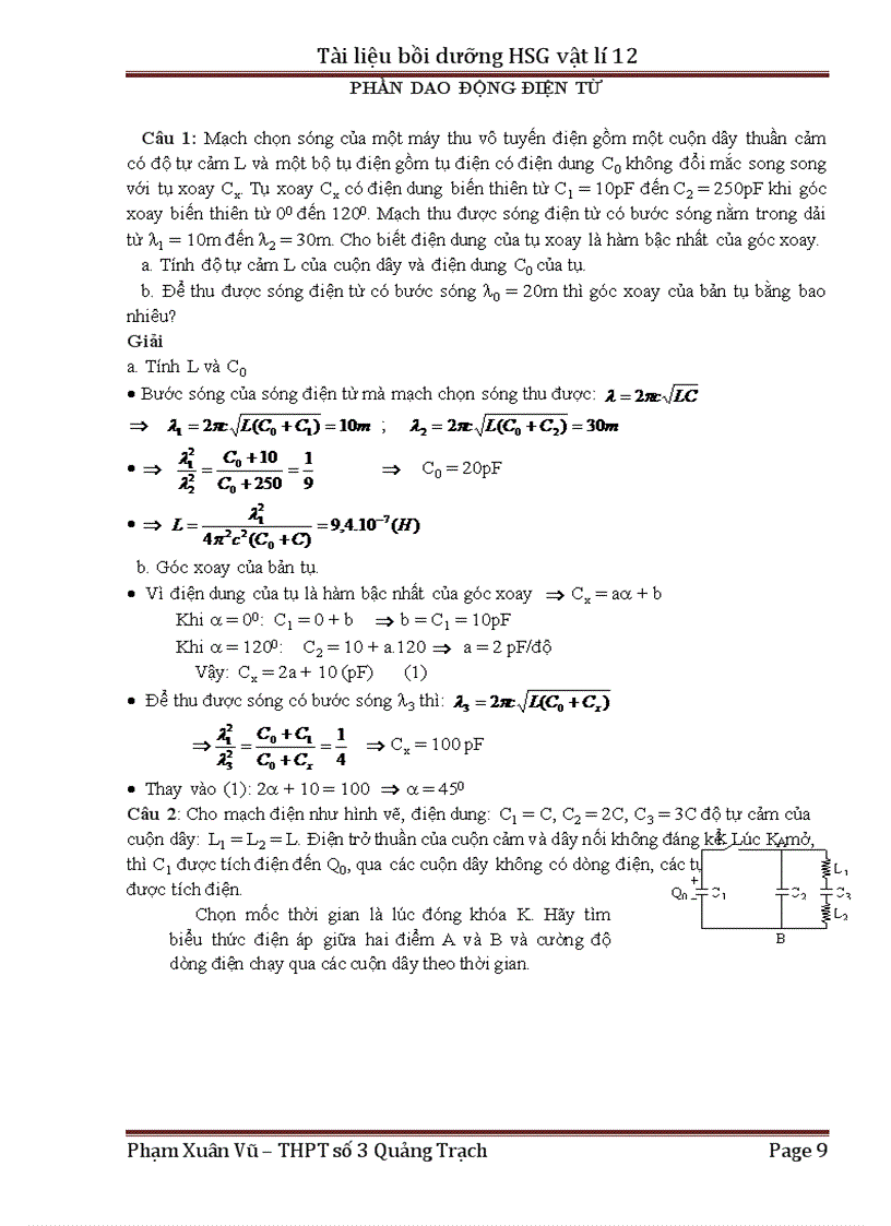 image for page Tài liệu bồi dưỡng học sinh giỏi vật lí 12