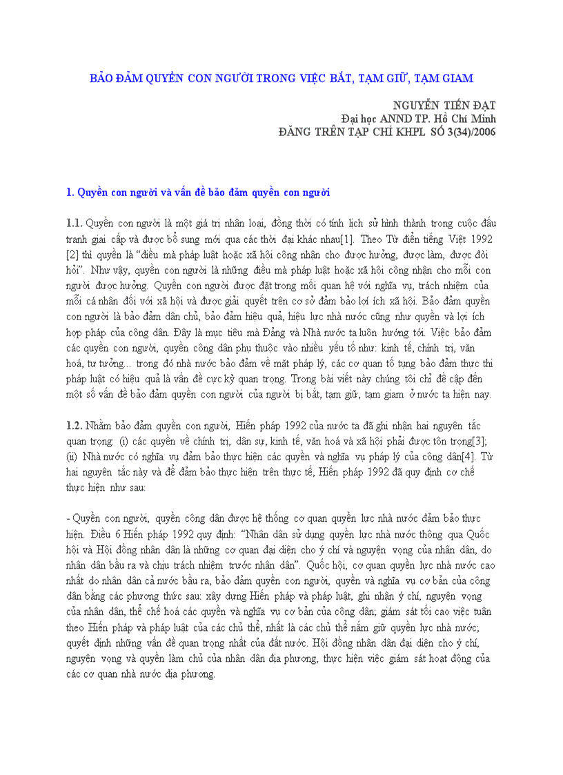 image for page Bảo đảm quyền con người trong việc bắt tạm giữ tạm giam