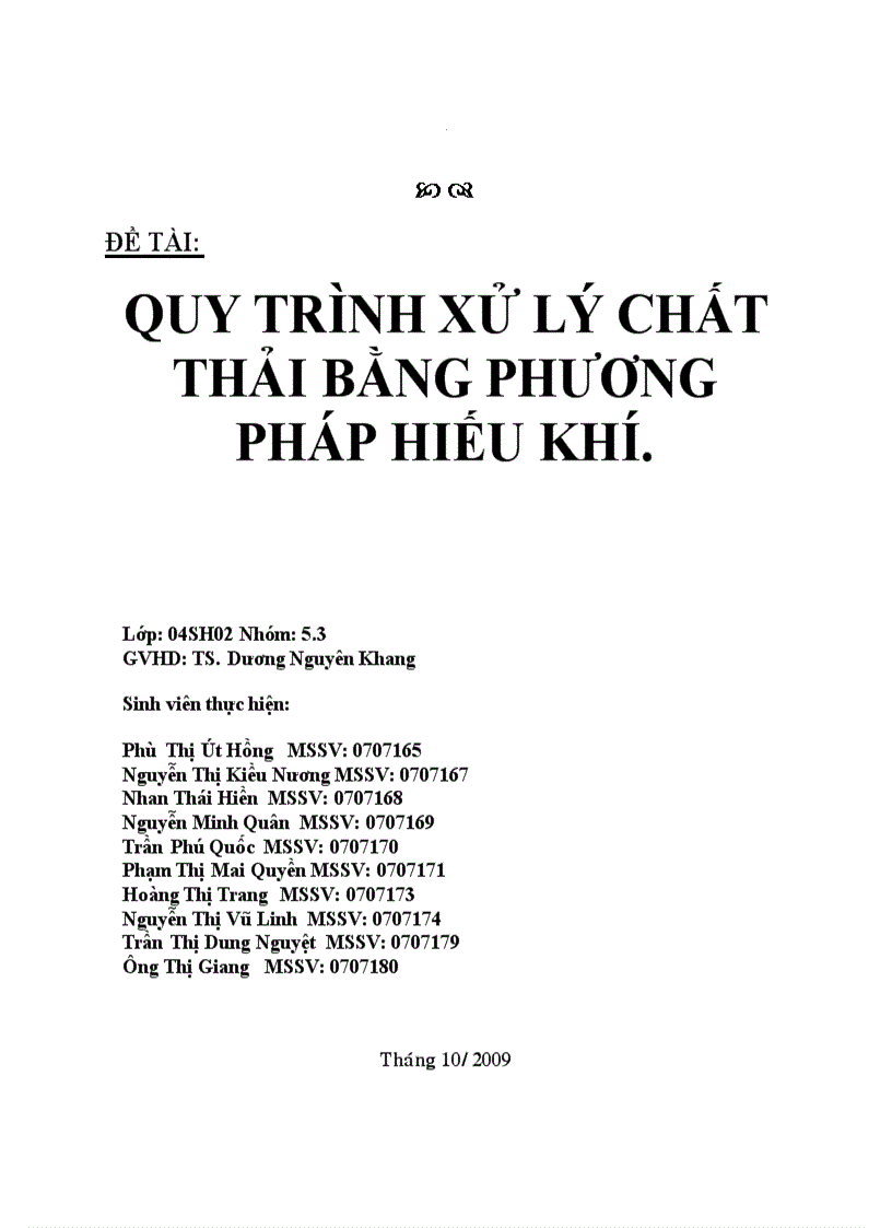 Tính toán thiết kế nhà máy xử lý nước thải bằng pp hiếu khí