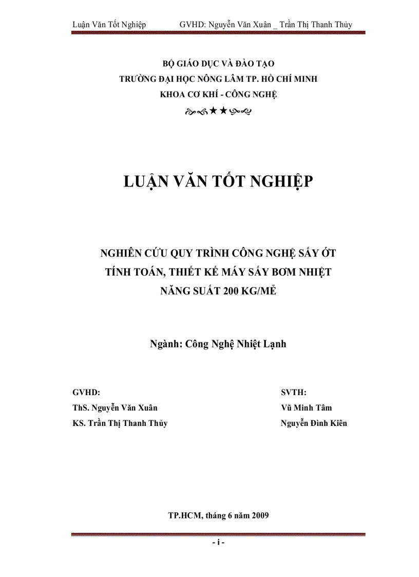 image for page Nghiên cứu quy trình công nghệ sấy ớt tính toán thiết kế máy sấy bơm nhiệt năng suất 200 kg mẻ