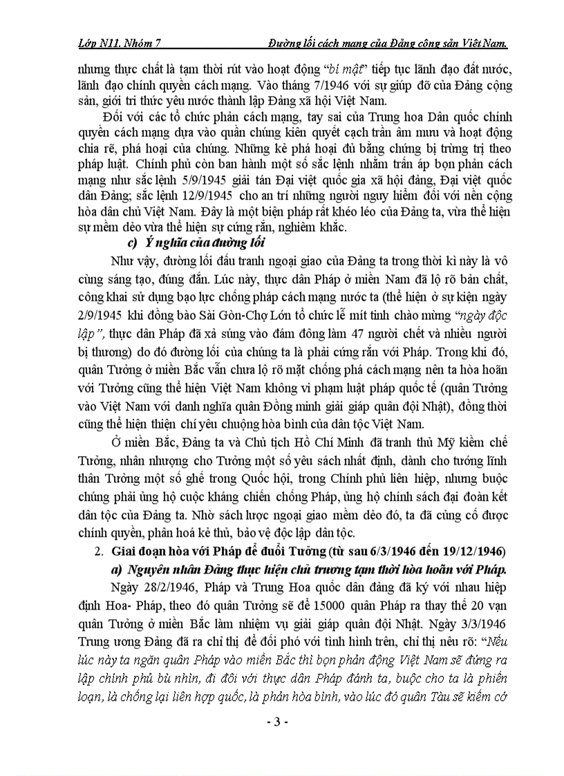 Đường lối đấu tranh ngoại giao của Đảng ta trong thời kỳ 1945 1946