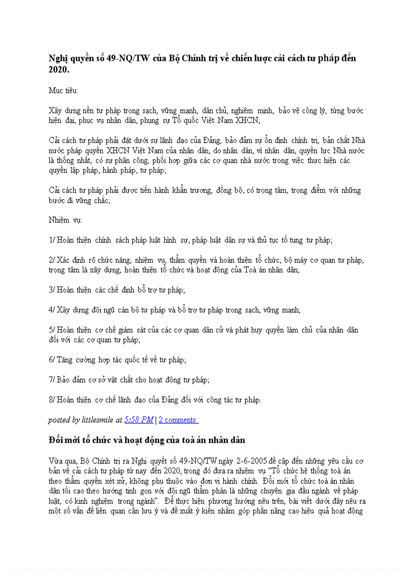 image for page Nghị quyết số 49 NQ TW Bộ Chính trị 6 5 2005 về Chiến lược cải cách tư pháp đến năm 2020