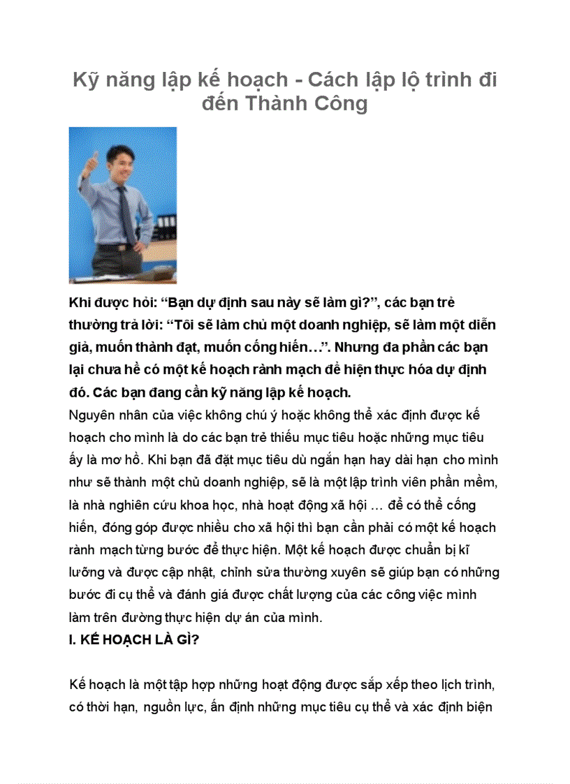 image for page Kỹ năng lập kế hoạch Cách lập lộ trình đi đến Thành Công
