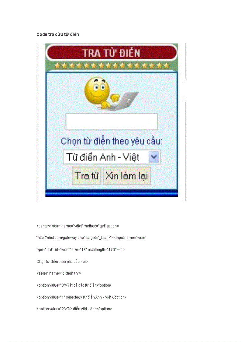 image for page Code tra từ điển