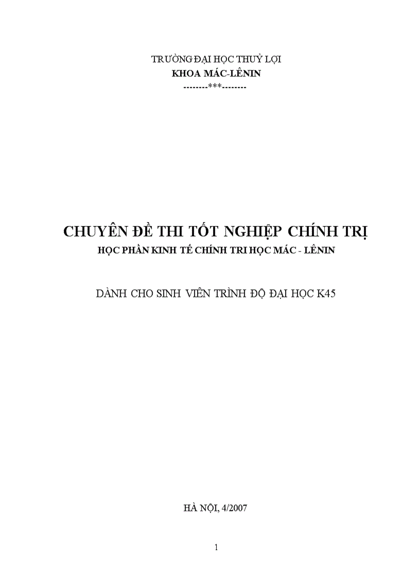 image for page Chuyên đề thi tốt nghiệp chính trị học phần kinh tế chính tri học mác lênin