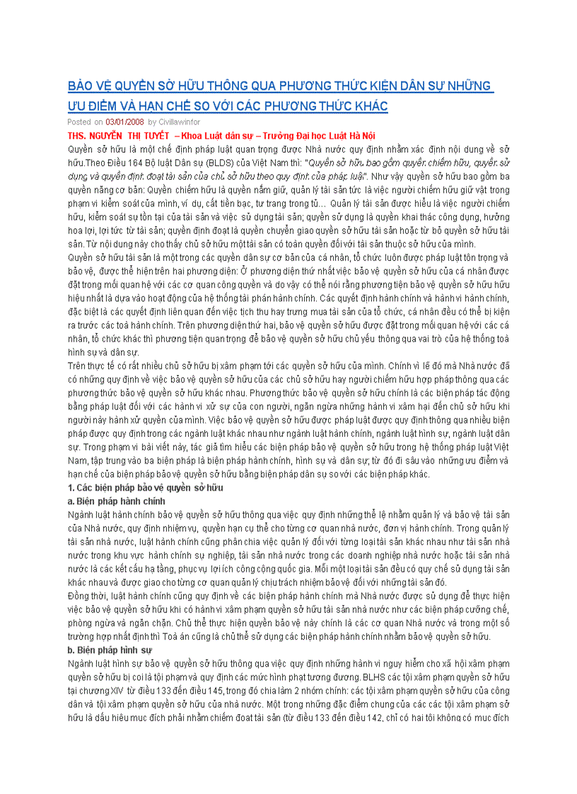 image for page Bảo vệ quyền sở hữu thông qua phương thức kiện dân sự những ưu điểm và hạn chế so với các phương thức khác