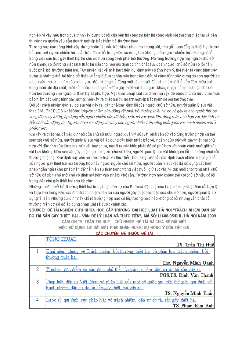 image for page Bồi thường thiệt hại do tài sản gây ra theo qui định của pháp luật việt nam và một số nước
