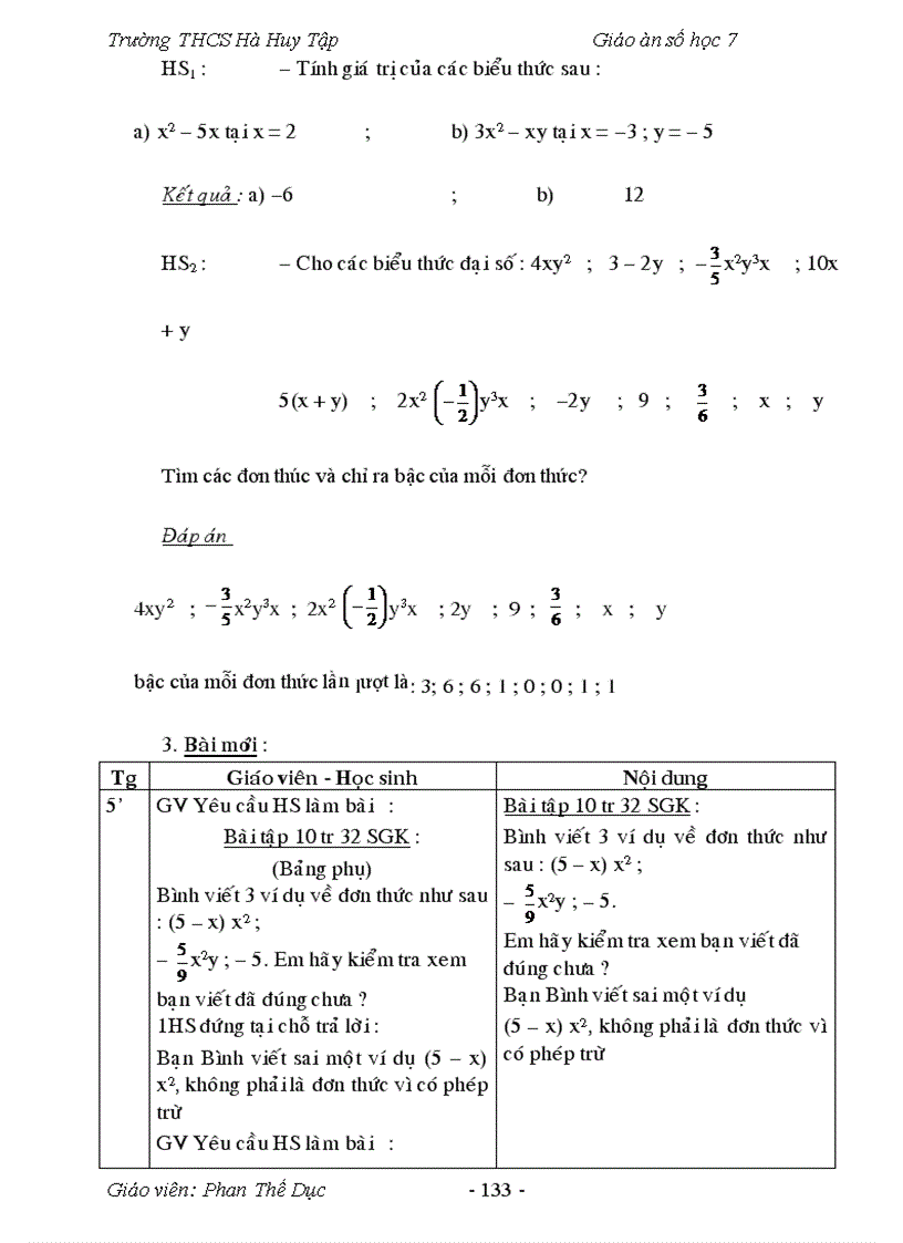 image for page Giáo án số học lớp 7