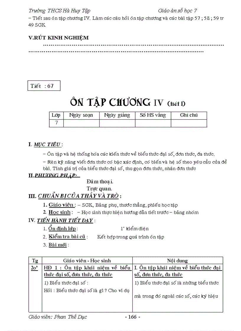 image for page Giáo án số học lớp 7