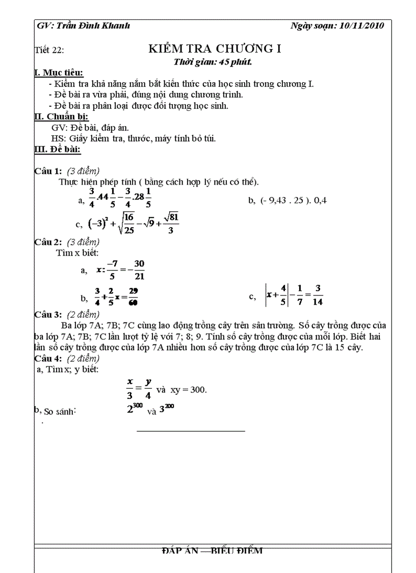 image for page Kiểm tra 45 phút chương I Đại 7